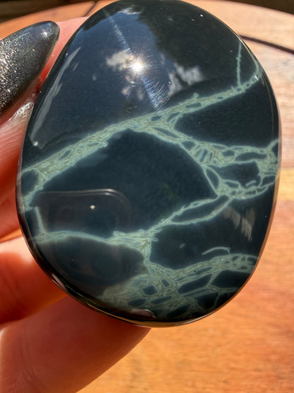 SPIDERWEB OBSIDIAN PALM STONE