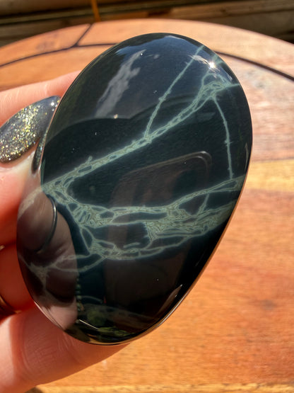 SPIDERWEB OBSIDIAN PALM STONE