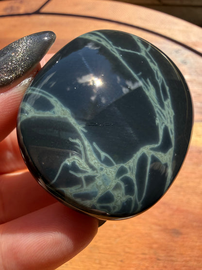 SPIDERWEB OBSIDIAN PALM STONE