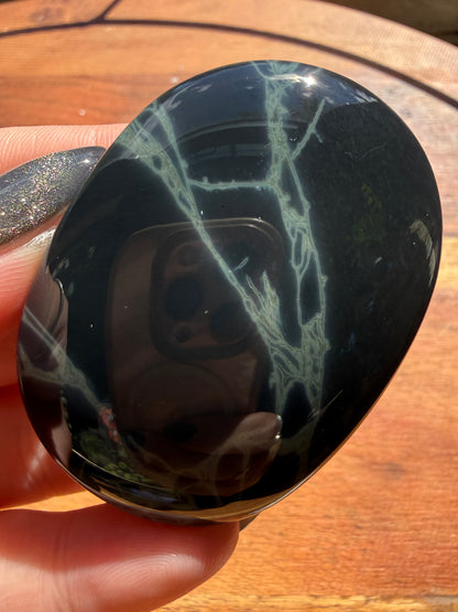 SPIDERWEB OBSIDIAN PALM STONE