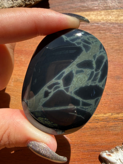SPIDERWEB OBSIDIAN PALM STONE