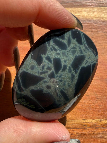 SPIDERWEB OBSIDIAN PALM STONE