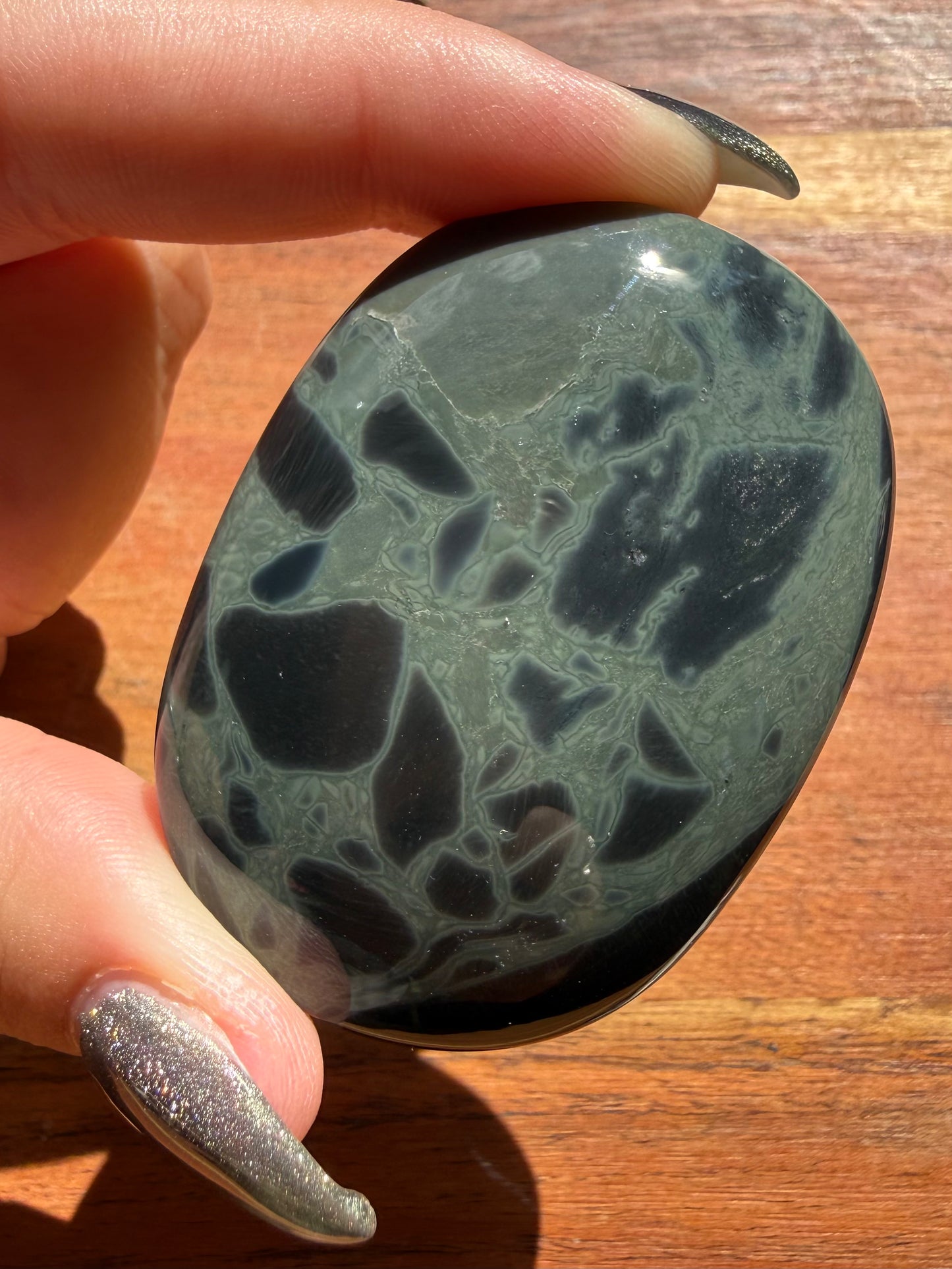 SPIDERWEB OBSIDIAN PALM STONE