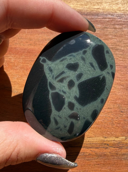 SPIDERWEB OBSIDIAN PALM STONE