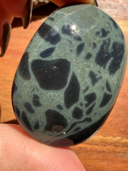 SPIDERWEB OBSIDIAN PALM STONE