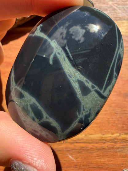 SPIDERWEB OBSIDIAN PALM STONE