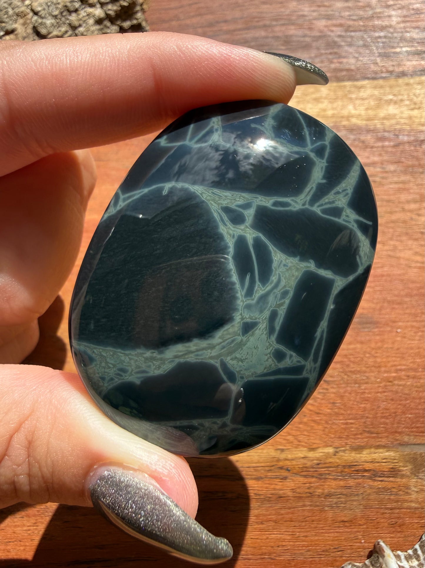 SPIDERWEB OBSIDIAN PALM STONE