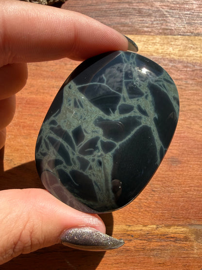 SPIDERWEB OBSIDIAN PALM STONE