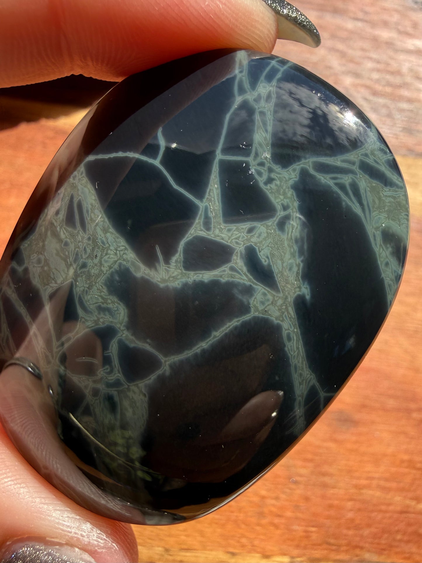 SPIDERWEB OBSIDIAN PALM STONE