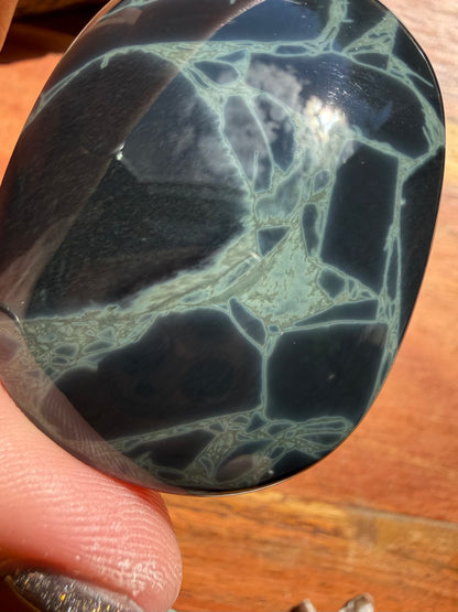 SPIDERWEB OBSIDIAN PALM STONE