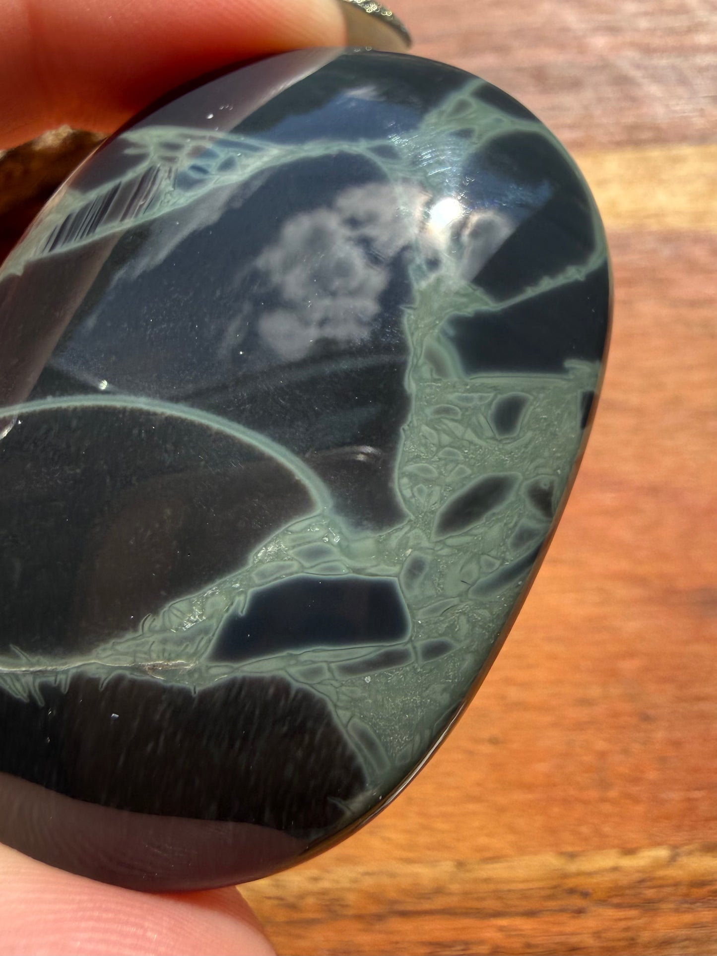 SPIDERWEB OBSIDIAN PALM STONE
