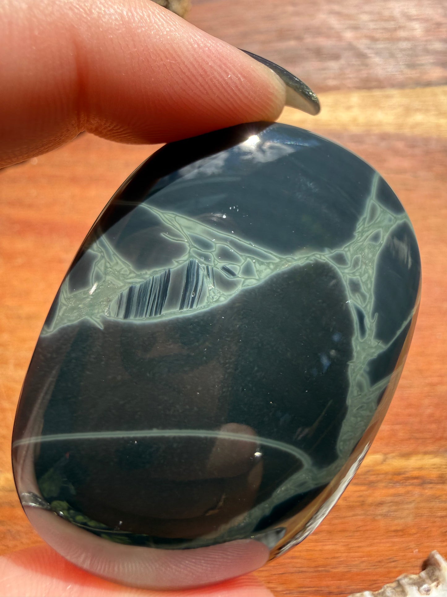 SPIDERWEB OBSIDIAN PALM STONE