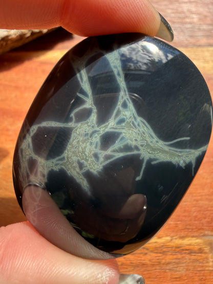 SPIDERWEB OBSIDIAN PALM STONE