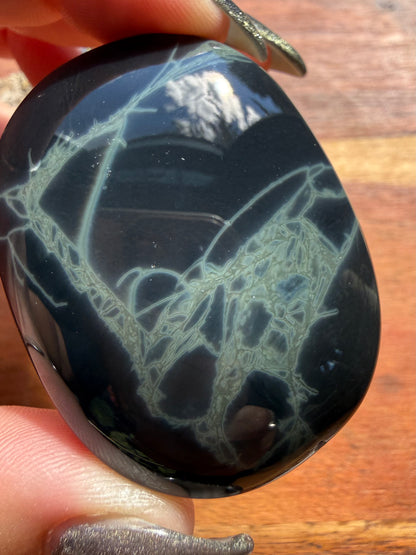 SPIDERWEB OBSIDIAN PALM STONE