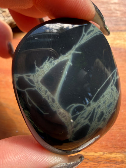 SPIDERWEB OBSIDIAN PALM STONE