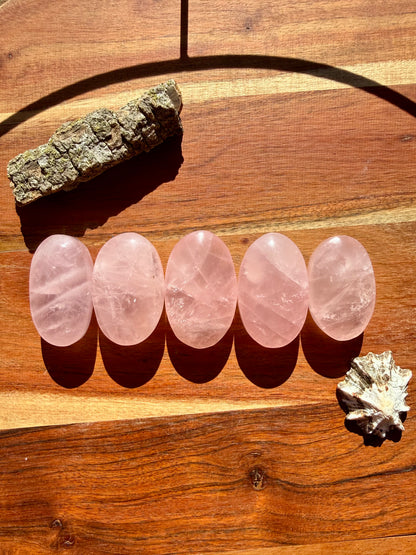INTUITIVELY CHOSEN ROSE QUARTZ PALM STONE (MEDIUM + LARGE SIZE)