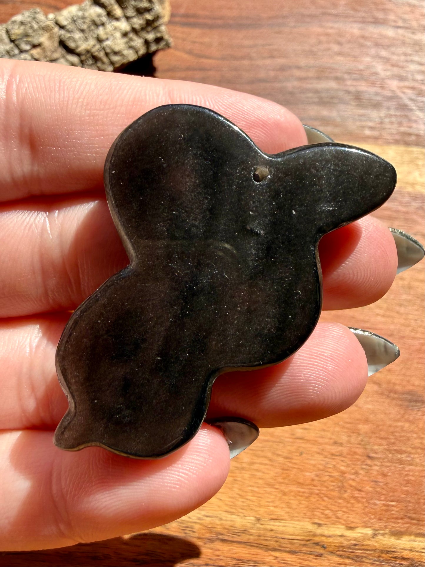 SILVER SHEEN OBSIDIAN SNAKE CARVING