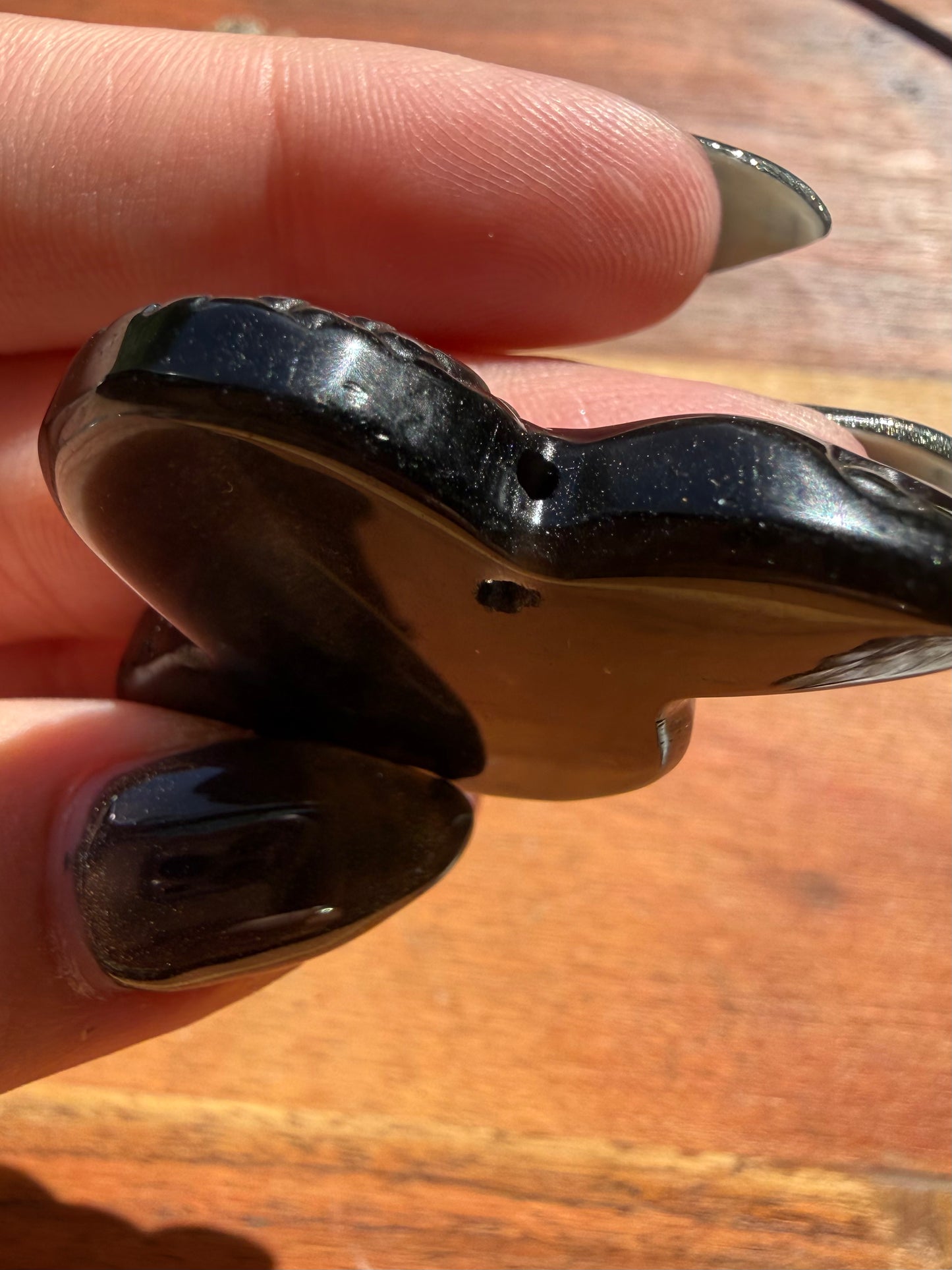 SILVER SHEEN OBSIDIAN SNAKE CARVING