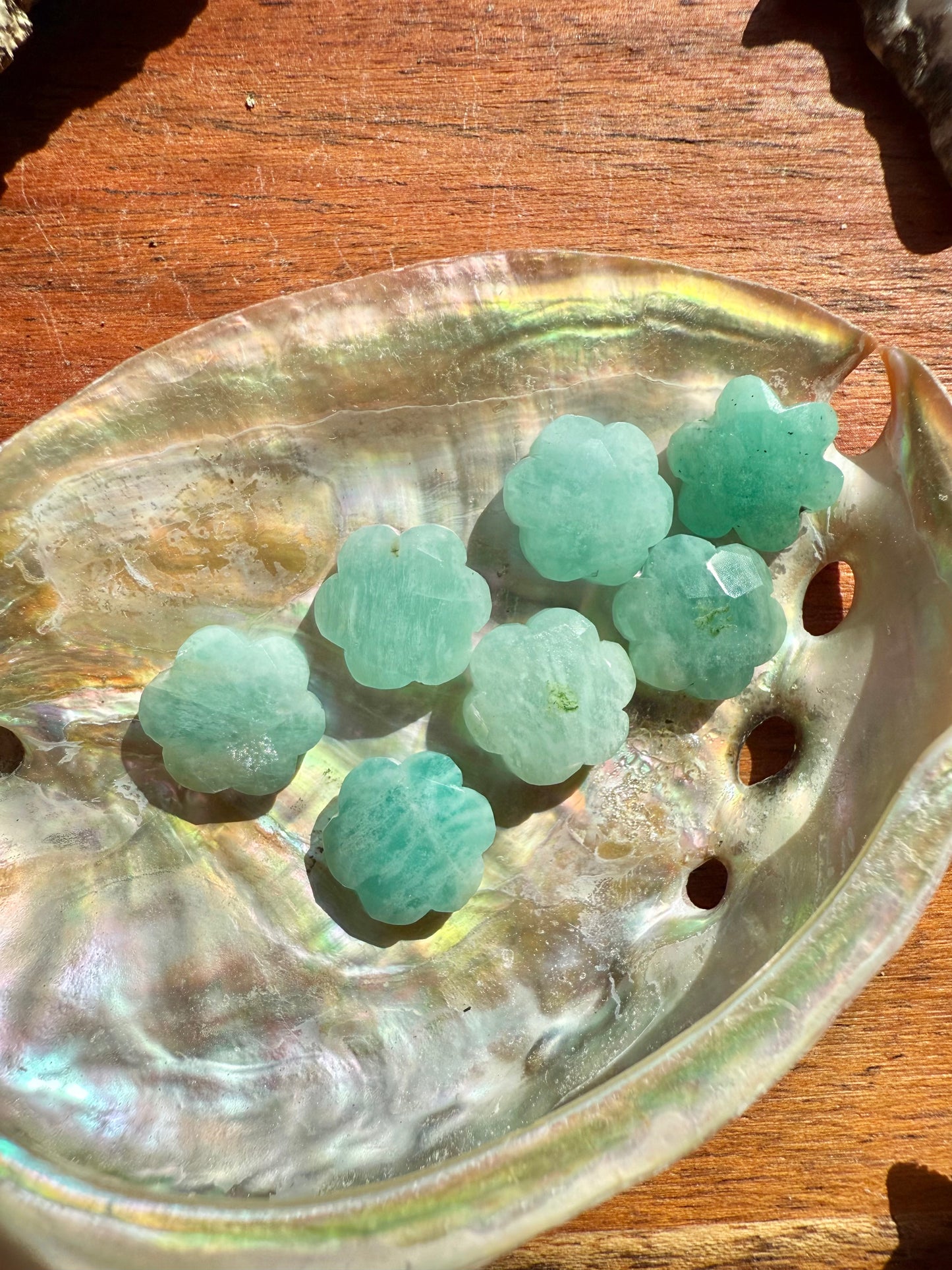 MINI AMAZONITE FACETED FLOWER CARVING [QTY. 1]