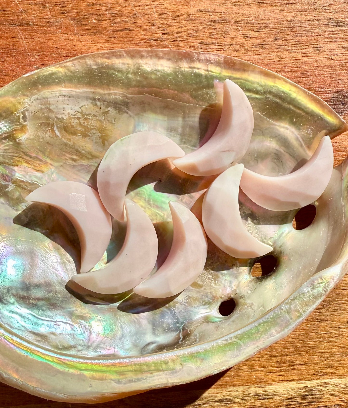 MINI PINK OPAL FACETED MOON CARVING [QTY. 1]