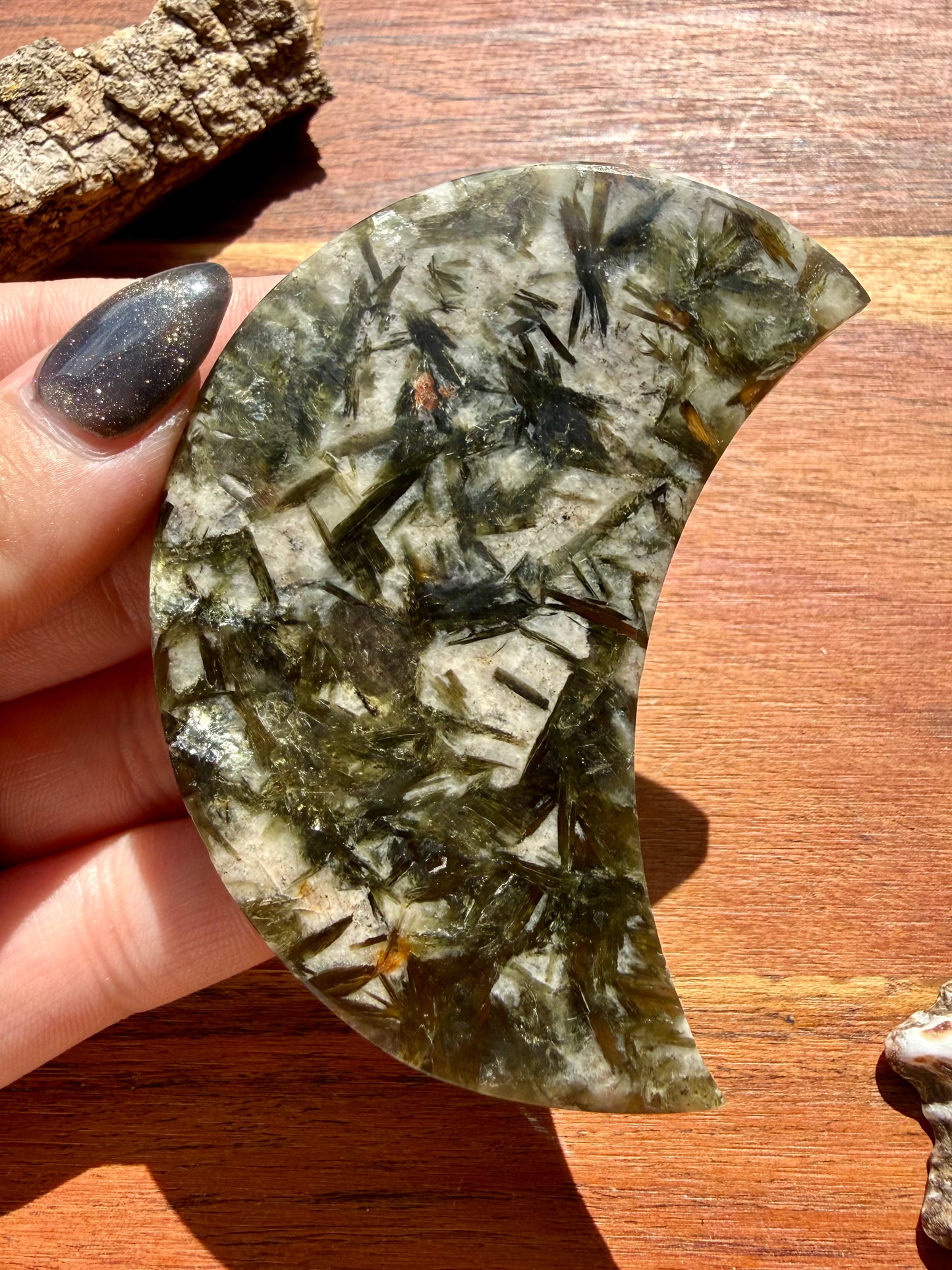 GREEN TOURMALINE + MICA MOON