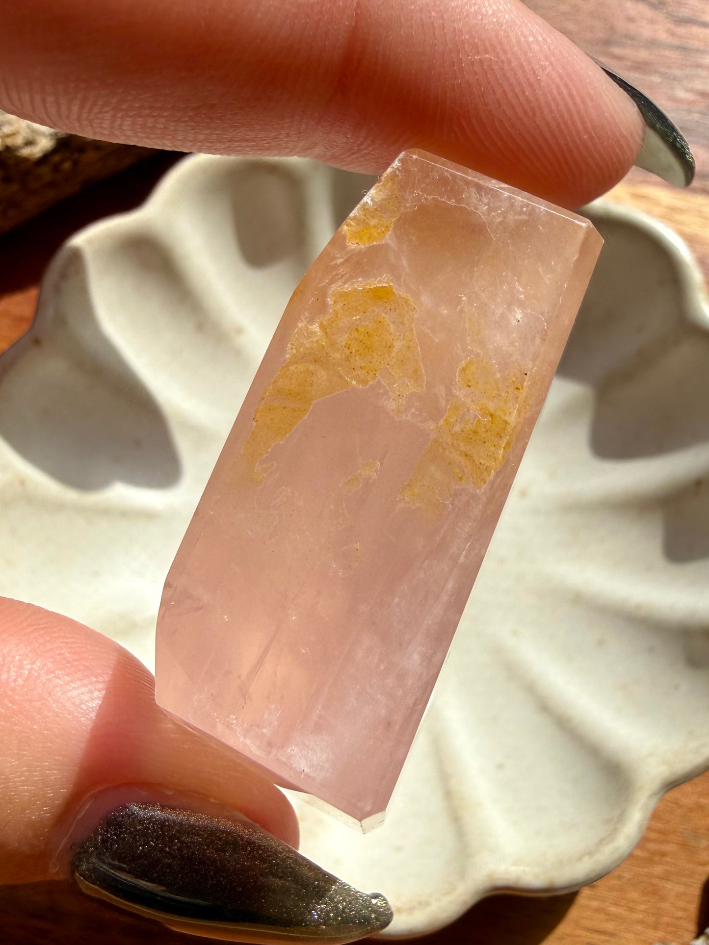 HIGH QUALITY BRAZILIAN ROSE QUARTZ + GOLDEN HEALER FREEFORM