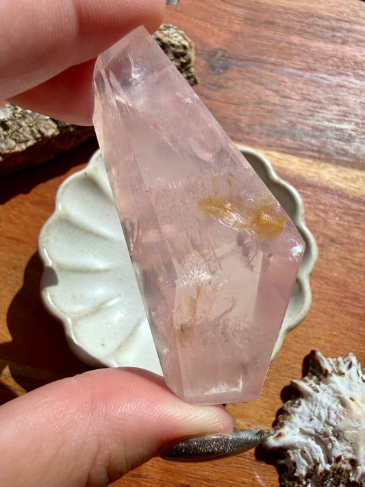 HIGH QUALITY BRAZILIAN ROSE QUARTZ + GOLDEN HEALER FREEFORM
