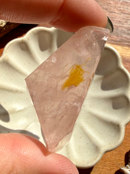 HIGH QUALITY BRAZILIAN ROSE QUARTZ + GOLDEN HEALER FREEFORM