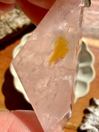 HIGH QUALITY BRAZILIAN ROSE QUARTZ + GOLDEN HEALER FREEFORM