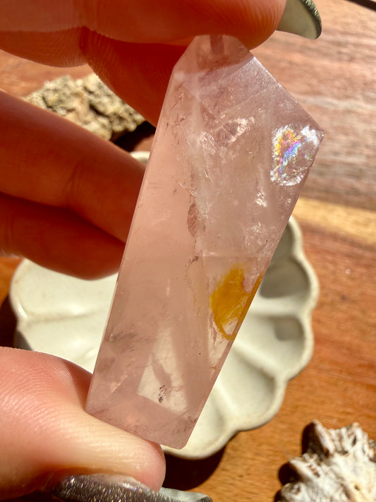 HIGH QUALITY BRAZILIAN ROSE QUARTZ + GOLDEN HEALER FREEFORM