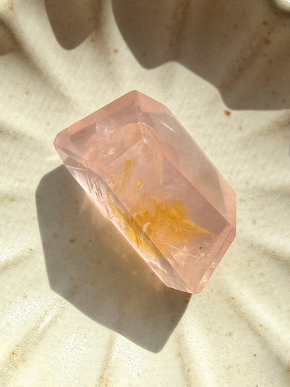 HIGH QUALITY BRAZILIAN ROSE QUARTZ + GOLDEN HEALER FREEFORM