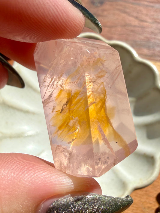 HIGH QUALITY BRAZILIAN ROSE QUARTZ + GOLDEN HEALER FREEFORM