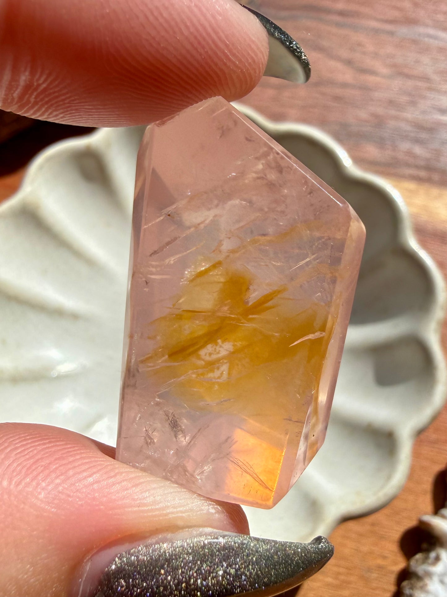 HIGH QUALITY BRAZILIAN ROSE QUARTZ + GOLDEN HEALER FREEFORM