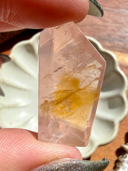 HIGH QUALITY BRAZILIAN ROSE QUARTZ + GOLDEN HEALER FREEFORM