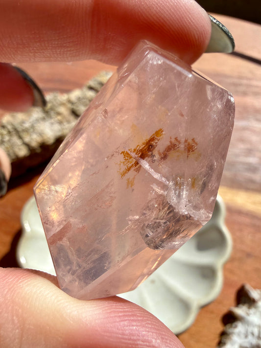 HIGH QUALITY BRAZILIAN ROSE QUARTZ + GOLDEN HEALER FREEFORM