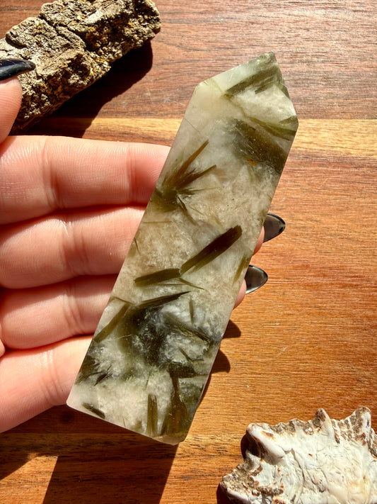 GREEN TOURMALINE + MICA SLAB TOWER