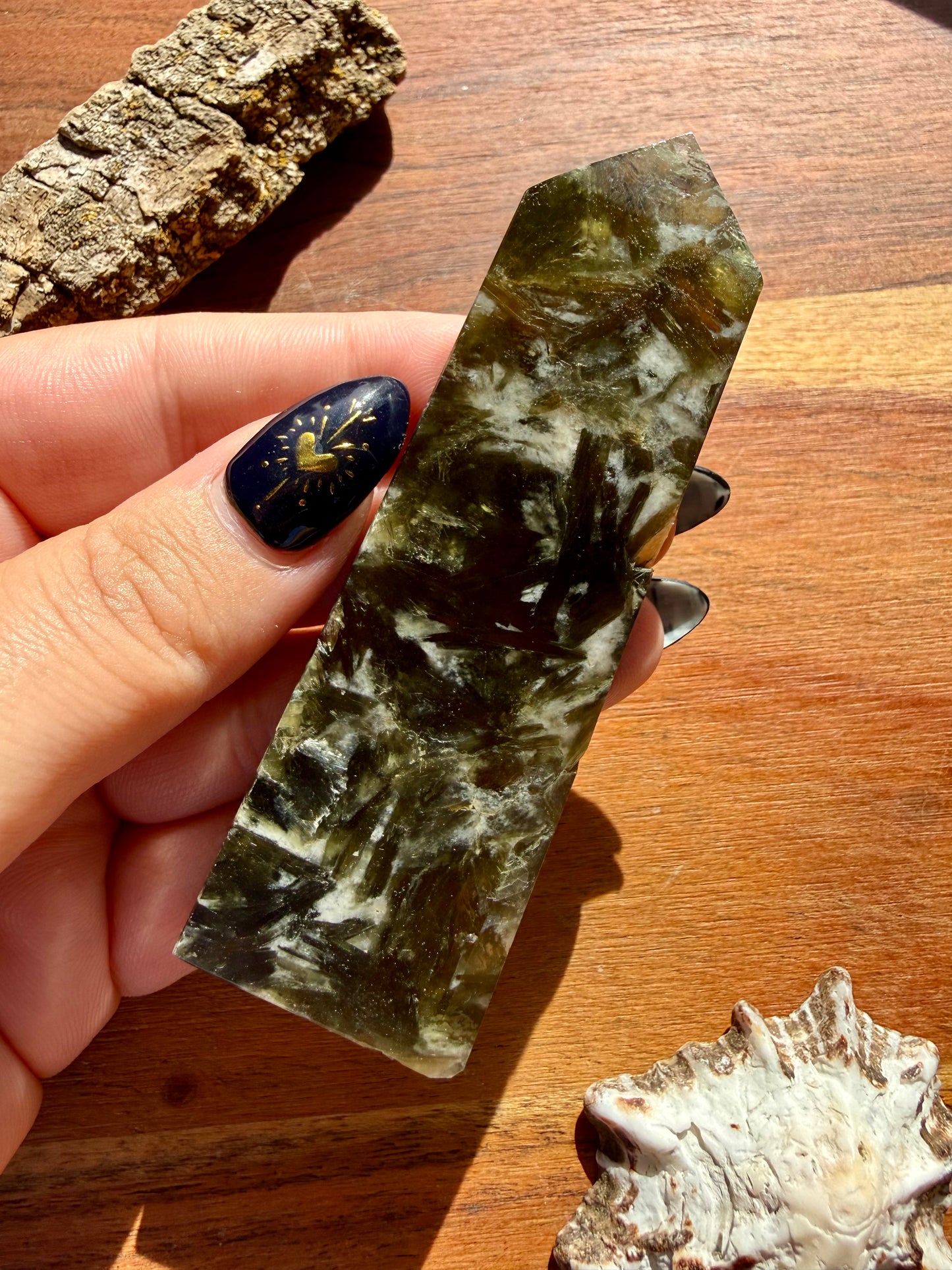 GREEN TOURMALINE + MICA SLAB TOWER