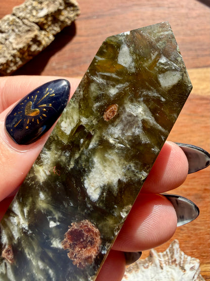 GREEN TOURMALINE + MICA SLAB TOWER