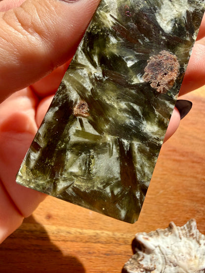 GREEN TOURMALINE + MICA SLAB TOWER