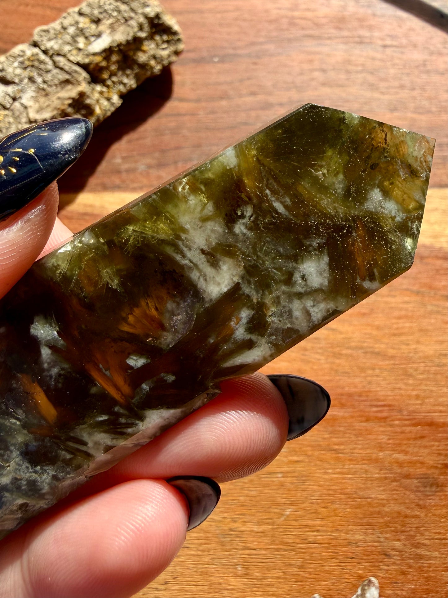 GREEN TOURMALINE + MICA SLAB TOWER