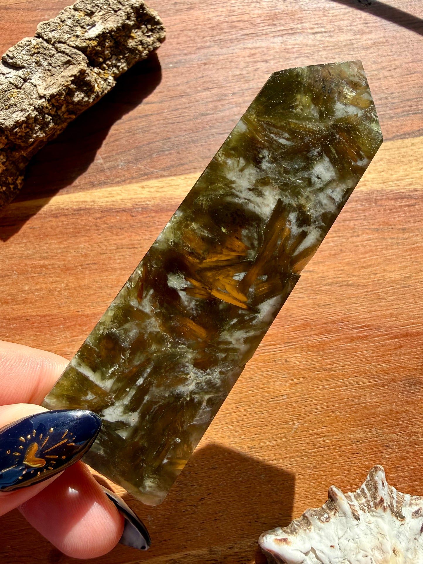 GREEN TOURMALINE + MICA SLAB TOWER