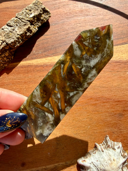 GREEN TOURMALINE + MICA SLAB TOWER