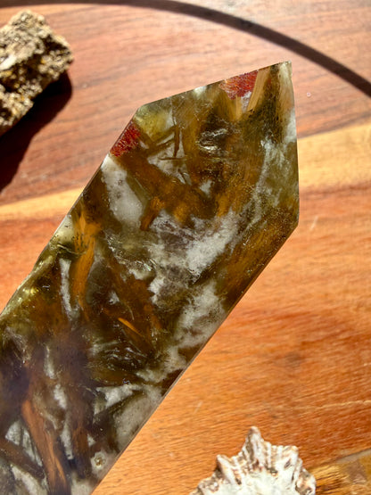 GREEN TOURMALINE + MICA SLAB TOWER