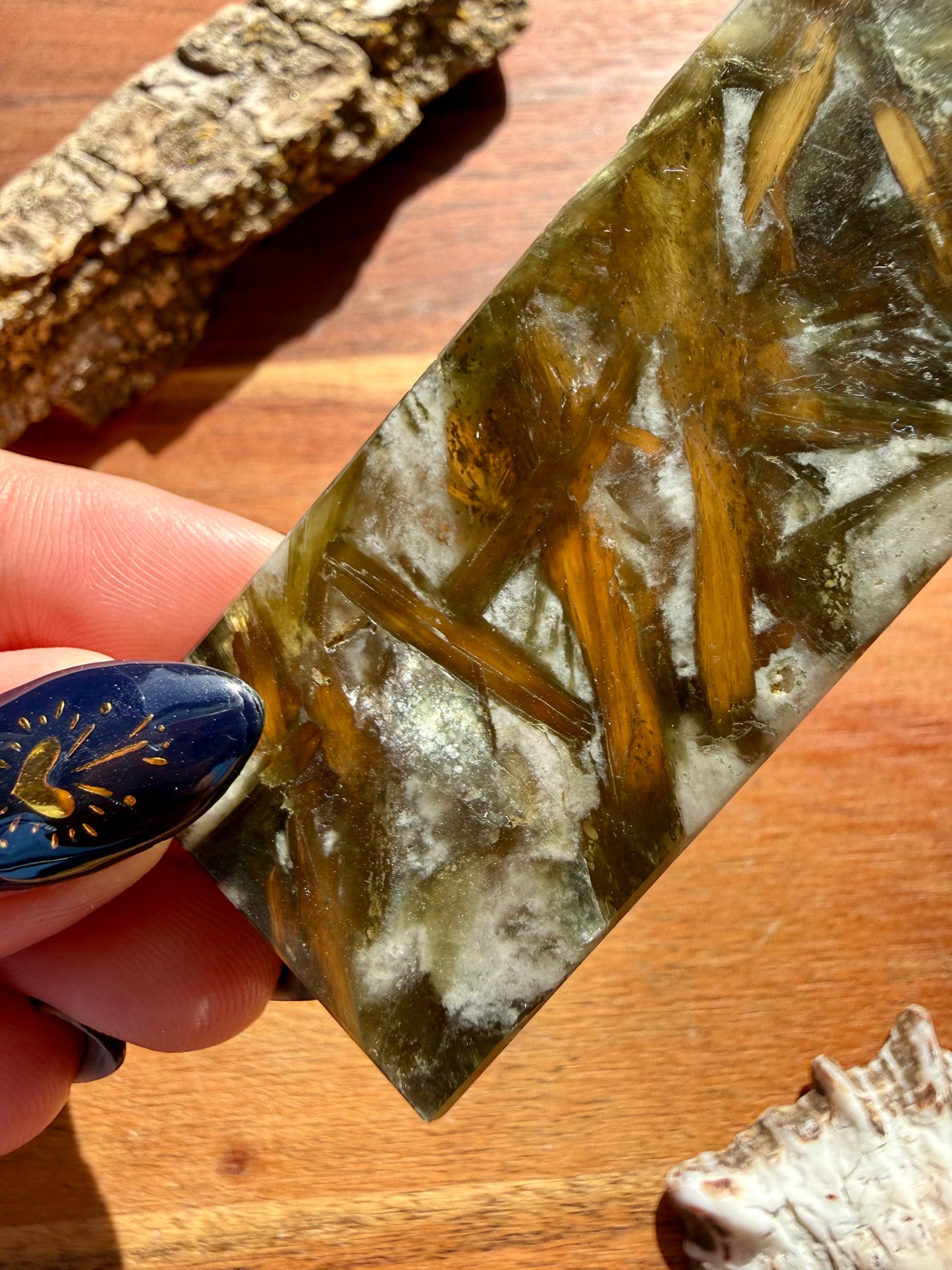 GREEN TOURMALINE + MICA SLAB TOWER