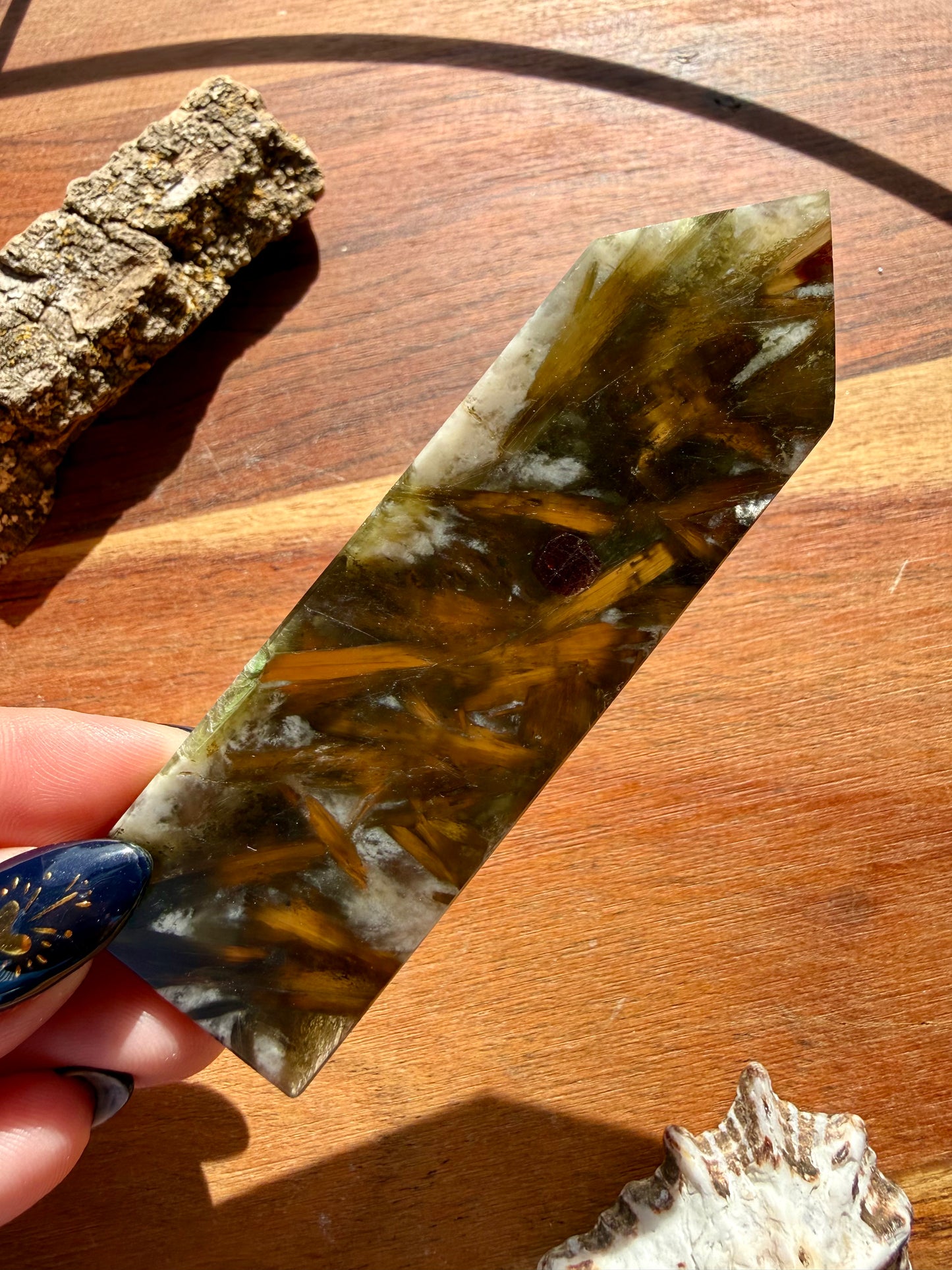 GREEN TOURMALINE + MICA SLAB TOWER