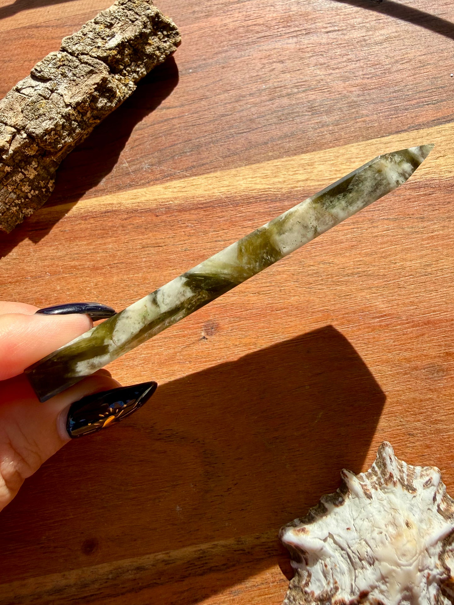 GREEN TOURMALINE + MICA SLAB TOWER