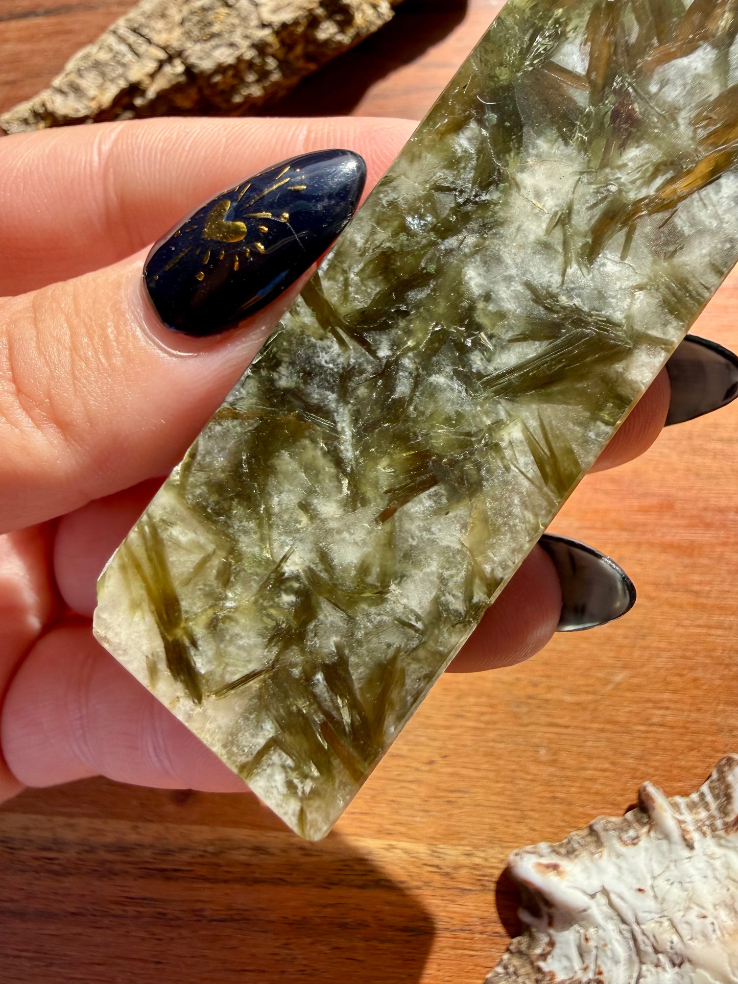 GREEN TOURMALINE + MICA SLAB TOWER