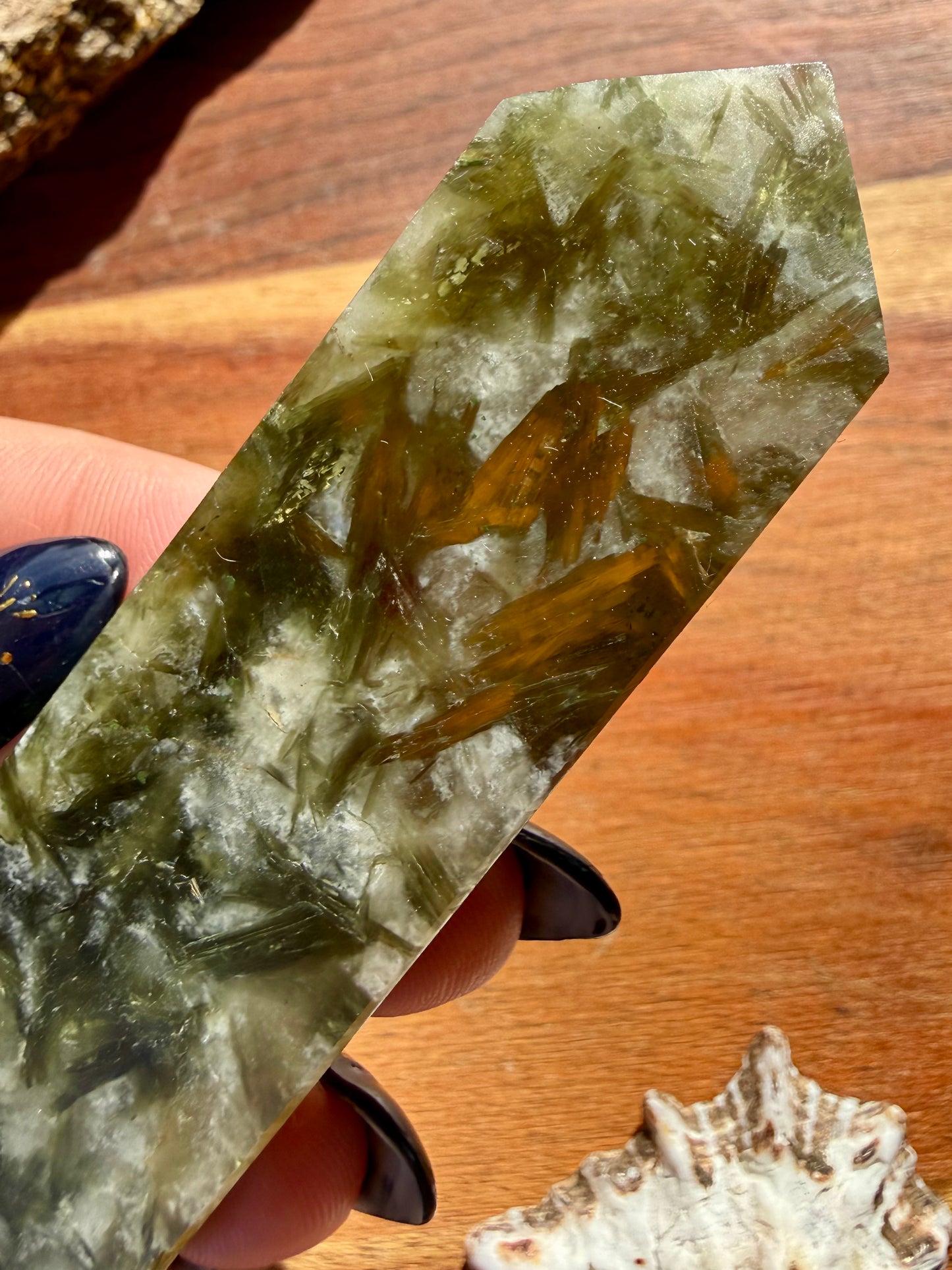 GREEN TOURMALINE + MICA SLAB TOWER