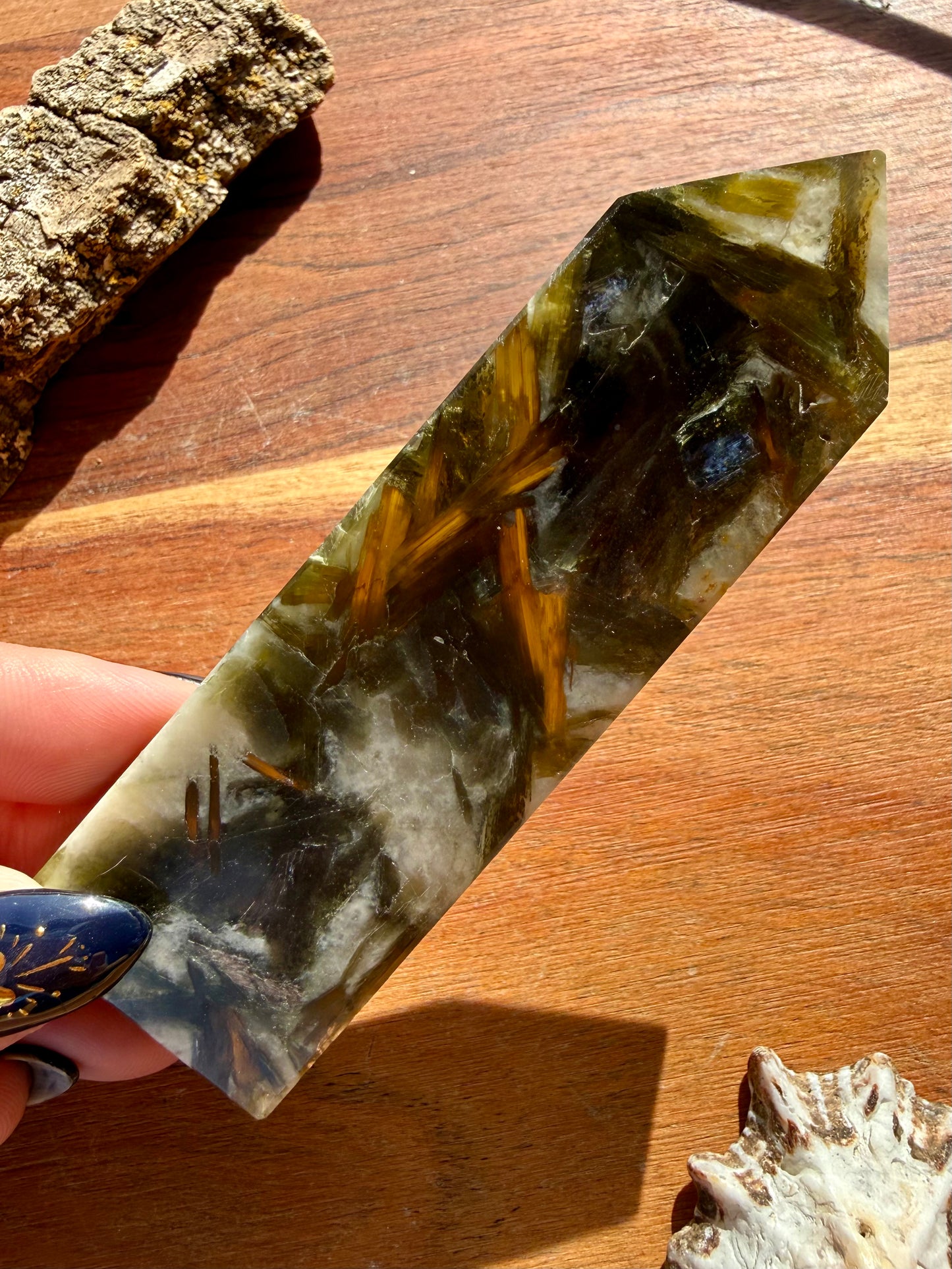 GREEN TOURMALINE + MICA SLAB TOWER