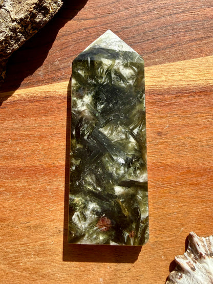 GREEN TOURMALINE + MICA SLAB TOWER